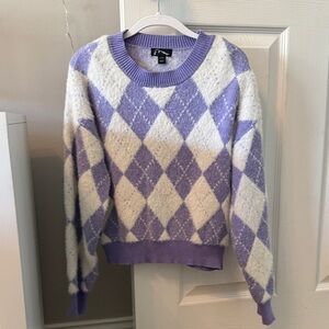 Art Class Lavender and Cream Argyle Sweater
